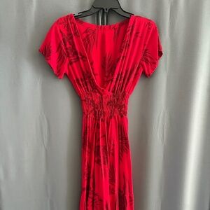 Red cotton casual dress, size S